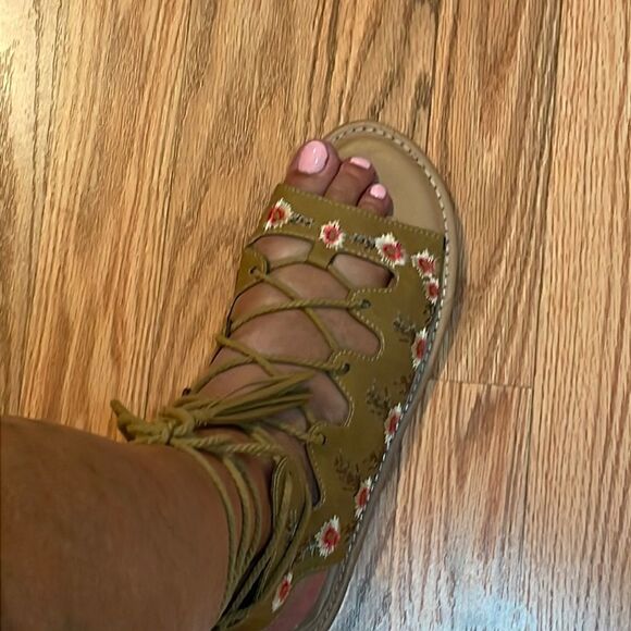 Fisherman Sandals, Flowers, lace up, 8 - Picture 6 of 7